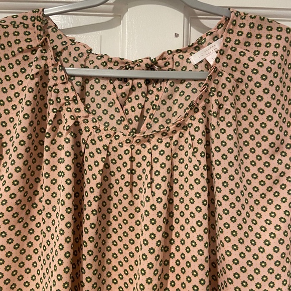 LC by Lauren Conrad Light Pink Floral Blouse with Bow Tie Back – Size Large - Picture 4 of 8